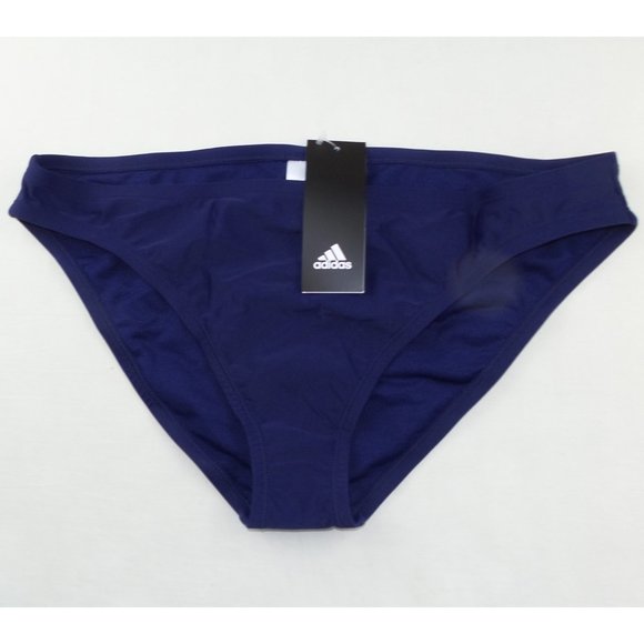 adidas Women's Bikini Bottoms XL Navy Hipster Swim Brief Volley Sexy Logo New - Picture 1 of 8